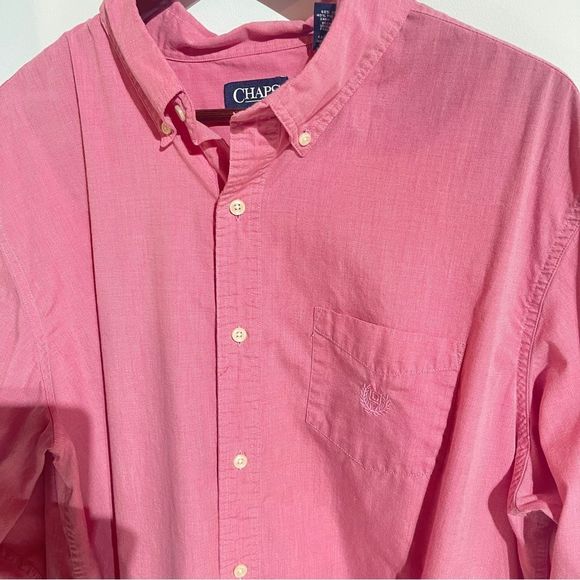 CHAPS pink button down long sleeve casual shirt - Picture 4 of 10